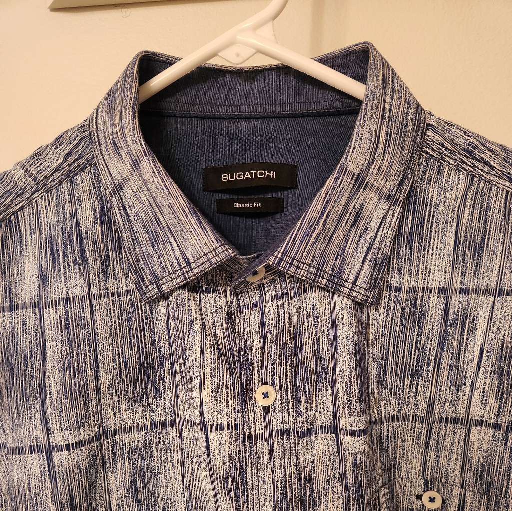 Bugatchi Classic Fit Long-Sleeve Button-Down Shirt - Size Large